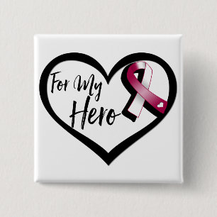 Burgund und White Awareness Ribbon für meinen Held Button