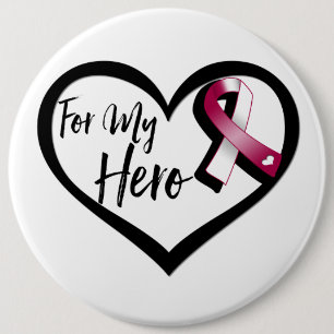 Burgund und White Awareness Ribbon für meinen Held Button