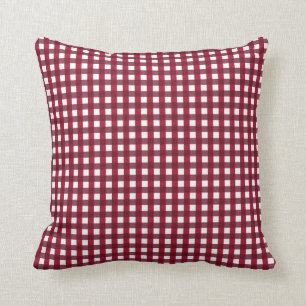 Burgund und White Gingham Pattern Kissen
