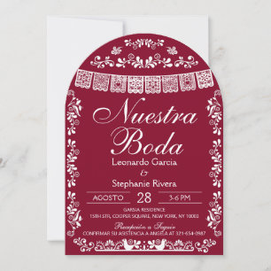 Burgund Unsere Hochzeit Papel Picado Spanische Hoc Einladung