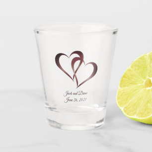 Burgund-Verbundenes Herz-Personalisiert-Schiebegla Schnapsglas