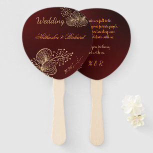 Burgund & vergoldete florale elegante Hochzeit  Fächer