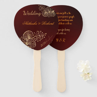 Burgund & vergoldete florale elegante Hochzeit Fächer
