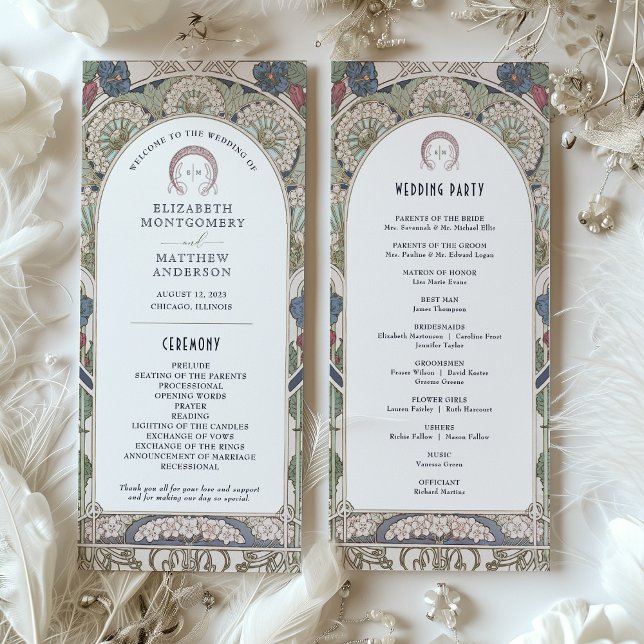 Burgund Vintage Hochzeitsprogramm Jugendstil Programm (Von Creator hochgeladen)