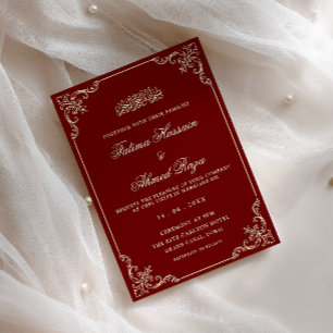 Burgund Vintage romantische Heirat Einladung