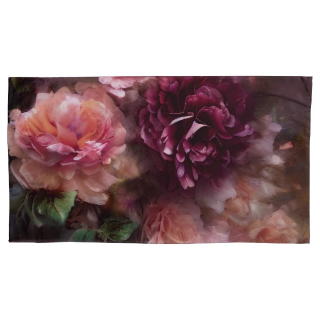 Burgund Vintage Rose im alten niederländischen Sti Kissenbezug (Vorderseite-Links)