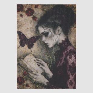 Burgund Vintage viktorianische Fantasy-Mädchen-Dek Seidenpapier