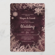 Burgund Wasserfarbe mit Rose Gold Winter Hochzeit