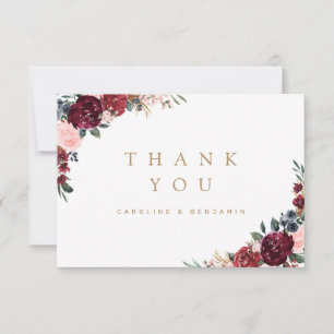 Burgund Wasserfarbe rustikale boho floral danke