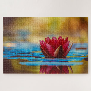 Burgund Wasserlilie und Reflektion Puzzle