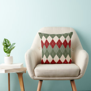 Burgund Weihnachten Red Green Beige Muster Kissen