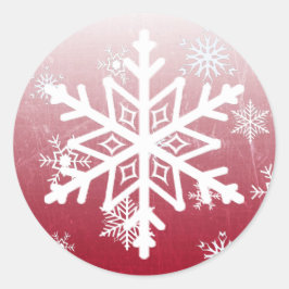 Burgund Weihnachts-Schneeflocken Runder Aufkleber