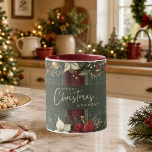 Burgund-Weihnachtsmann mit Weihnachtsstern Frohe W Tasse