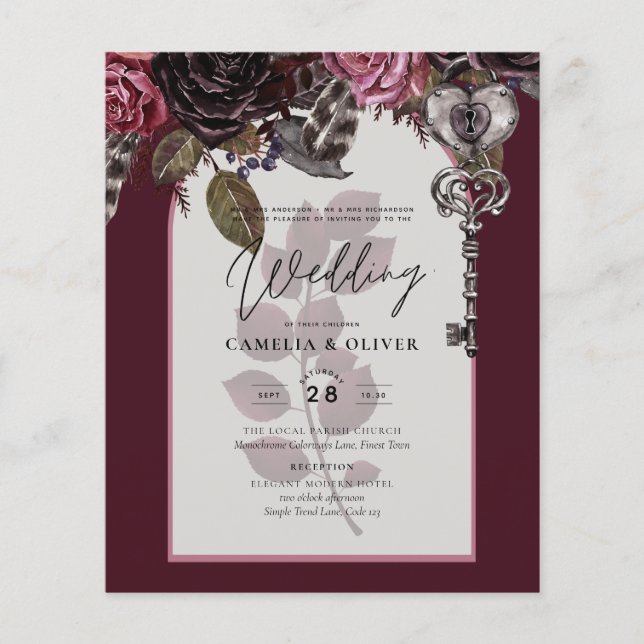 Burgund Wein Blumenzwiebeln Herbst Winter INVITE Flyer (Vorne)