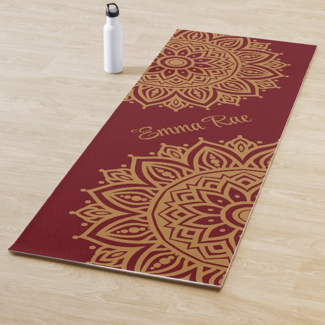 Burgund Wein & Gold Mandala Yogamatte (Beispiel)