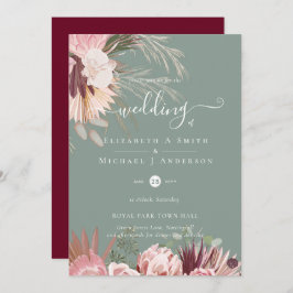 Burgund Wein Pampas Tropische Hochzeit