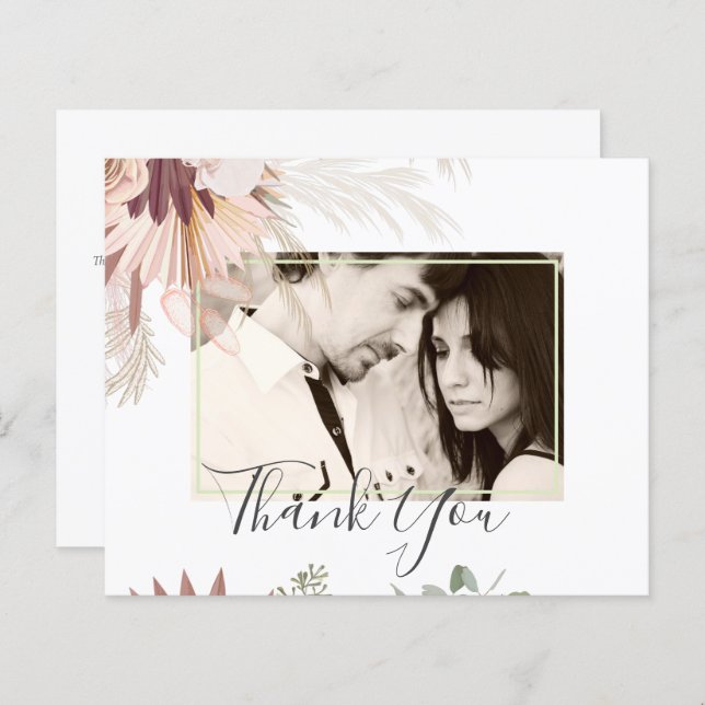 Burgund Wein Pampas Tropische Hochzeit (Vorne/Hinten)