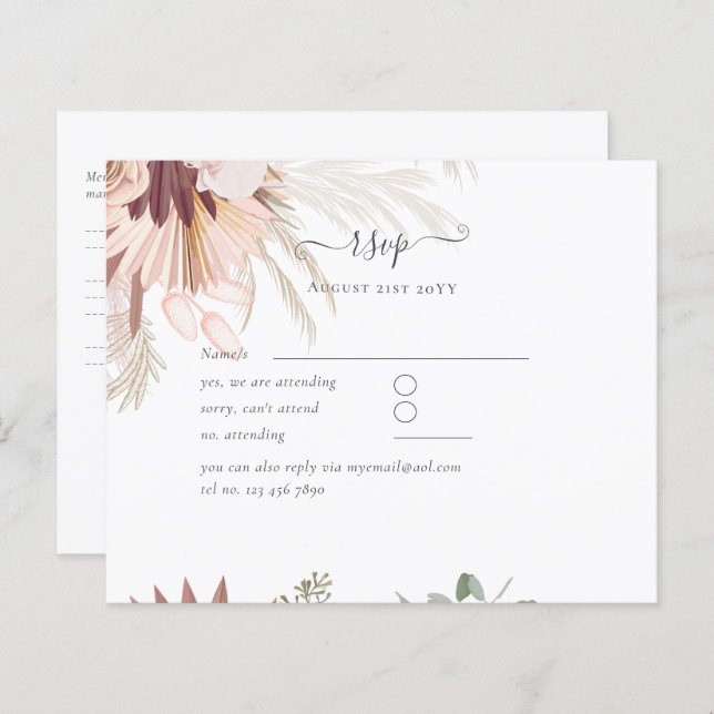 Burgund Wein Pampas Tropische Hochzeit (Vorne/Hinten)