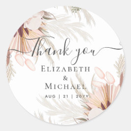 Burgund Wein Pampas Tropische Hochzeit Runder Aufkleber