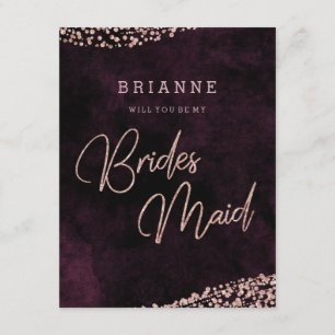 Burgund Wein Rose Gold werden Sie meine Bridesmaid Einladung
