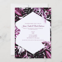 Burgund Wein Tropische Palme Blätter Chic Wedding