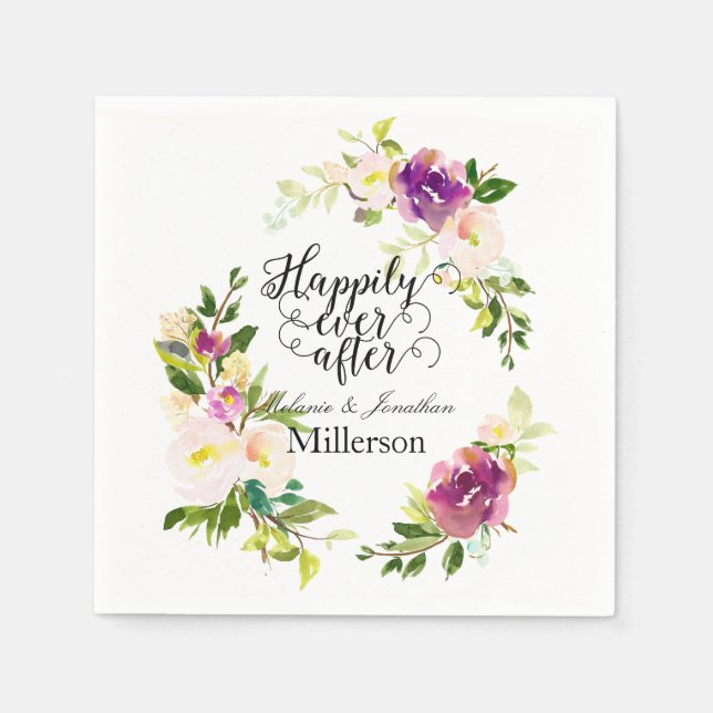 Burgund Wein und Rosa Blumenzwiebelblume Serviette (Vorderseite)