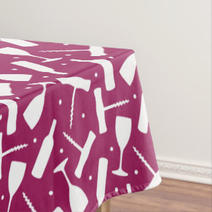 Burgund Weingläser und Flaschen Gemustert Tischdecke