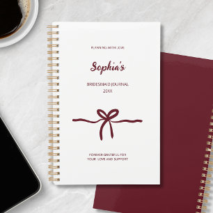 Burgund Weinrote Brautjungfer Moderne Schrift Name Planer