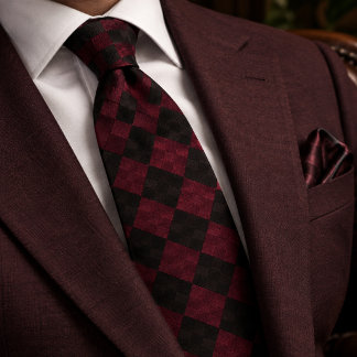 Burgund-weinrote Charcoal-Woll-Argyle Krawatte
