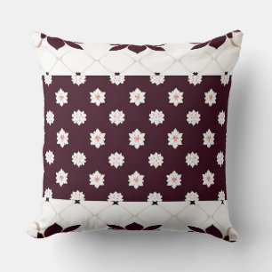 Burgund-Weiß-Blumen-Geometrisch-Klassisch-Botanisc Kissen