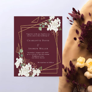 Burgund, weiß, florale geometrische Hochzeit