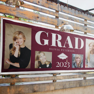 Burgund Weiß Foto Abschlussjahrgang 2023 Banner