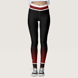 Burgund/Weiß/Schwarz-Knöchel-Fußball-Design Leggings