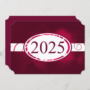 Burgund White Floral Button 2025 Graduation Party Einladung