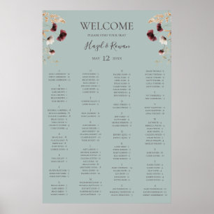 Burgund-Wildblume   Aquamarine Sitzkarte Poster