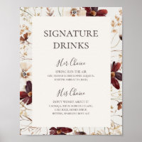 Burgund-Wildblume | Beige Unterschrift Drinks Unte