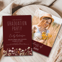 Burgund Wildblume Bloom Graduation Party