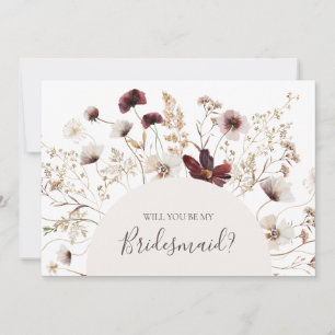 Burgund-Wildblume   Bridesmaid-Vorschlagskarte Einladung