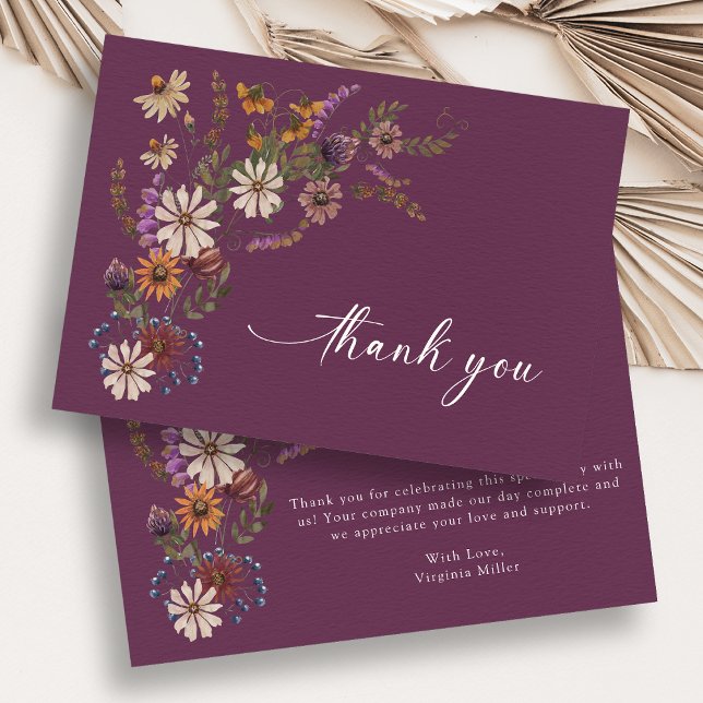 Burgund Wildblume Danke, Karten (Burgundy Wildflower Thank You Cards
)