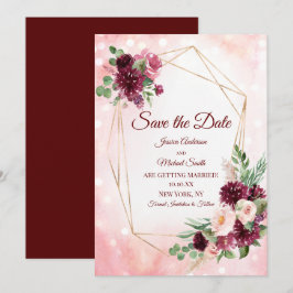 Burgund Wine Boho Wasserfarbene Flora und Fauna Einladung