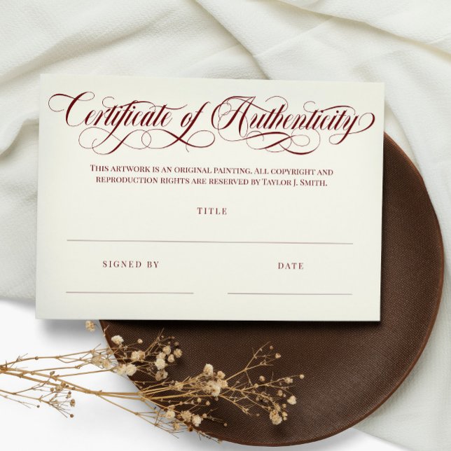 Burgund-Wirbel-Echtheitsbescheinigung (Von Creator hochgeladen)