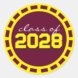 Burgund & Yellow Filmstrip-Abschluss Runder Aufkleber