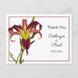 Burgund & Yellow Spider Taglilie Wedding Vielen Da Postkarte