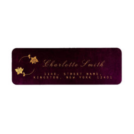 Burgunde Plum Golden Foil Rücksendeadressen-Aufkle
