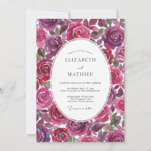 Burgunder Amethyst Hochzeit bemalt Einladung