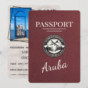 Burgunder Aruba Reisepass Save The Date