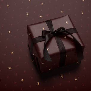 Burgunder-Ballerina- und Rentier-Geschenkpapier Geschenkpapier