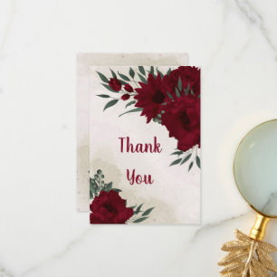 Burgunder Blume Grünpflanzen Dankeskarte