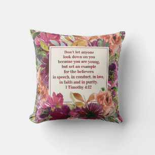 Burgunder Blumen Bibel Timothy Jugend Kissen