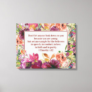 Burgunder Blumen Bibel Timothy Jugend Leinwanddruck